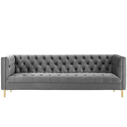 Delight Tufted Button Performance Velvet Sofa by Furniture for America