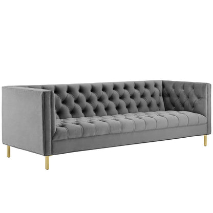 Delight Tufted Button Performance Velvet Sofa by Furniture for America