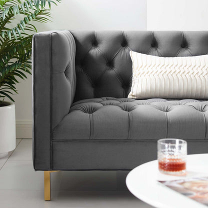 Delight Tufted Button Performance Velvet Sofa by Furniture for America