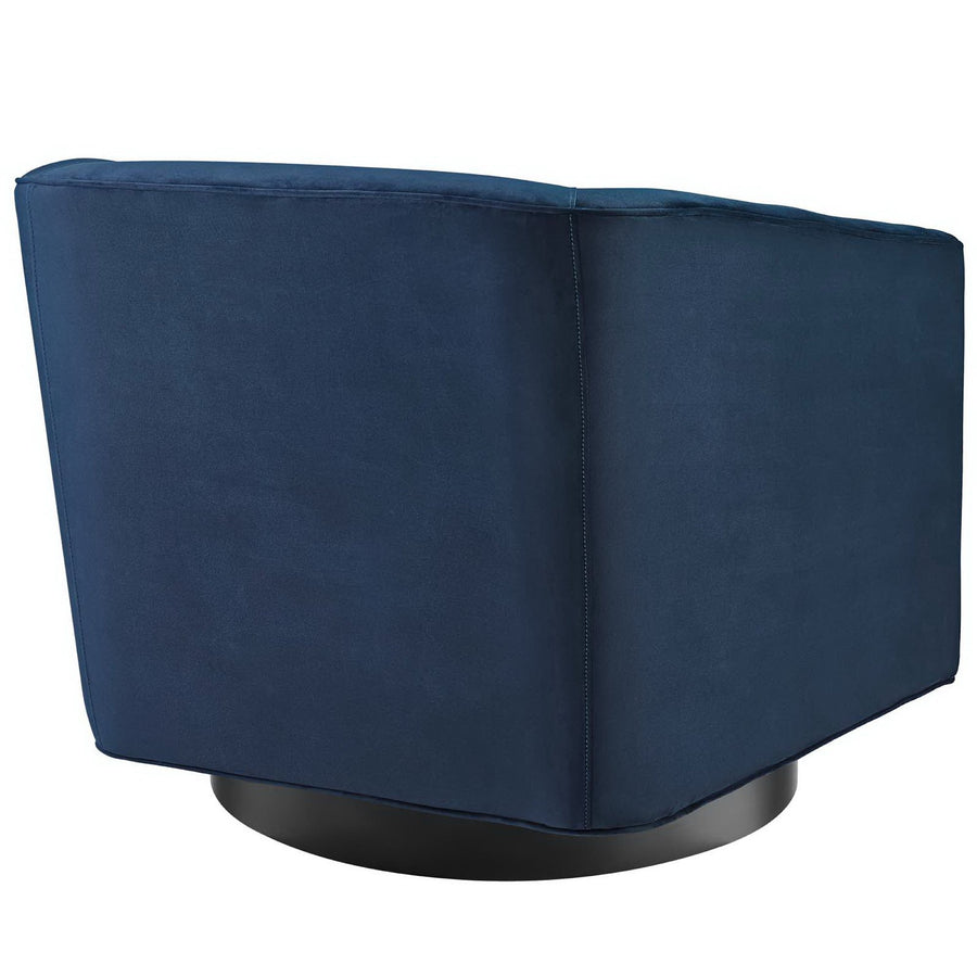 Della Accent Lounge Performance Velvet Swivel Chair in Midnight Blue