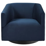 Della Accent Lounge Performance Velvet Swivel Chair in Midnight Blue