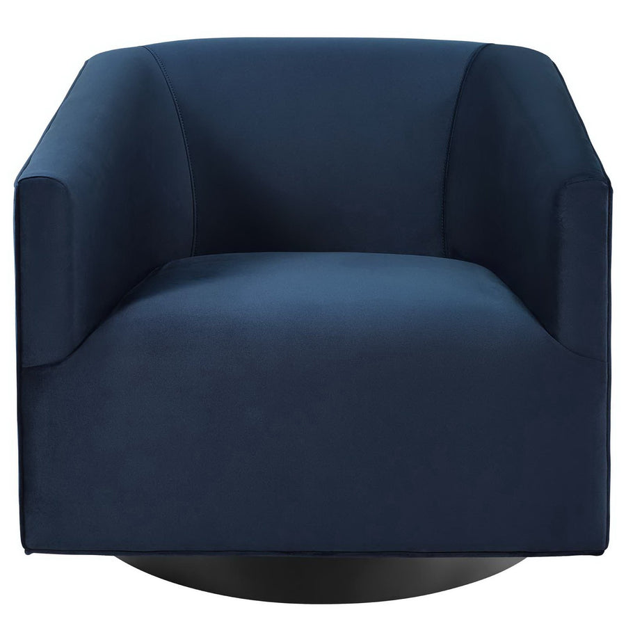 Della Accent Lounge Performance Velvet Swivel Chair in Midnight Blue