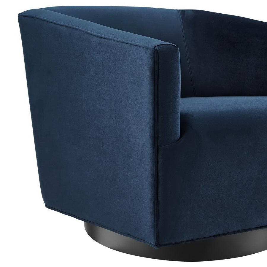 Della Accent Lounge Performance Velvet Swivel Chair in Midnight Blue