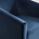 Della Accent Lounge Performance Velvet Swivel Chair in Midnight Blue