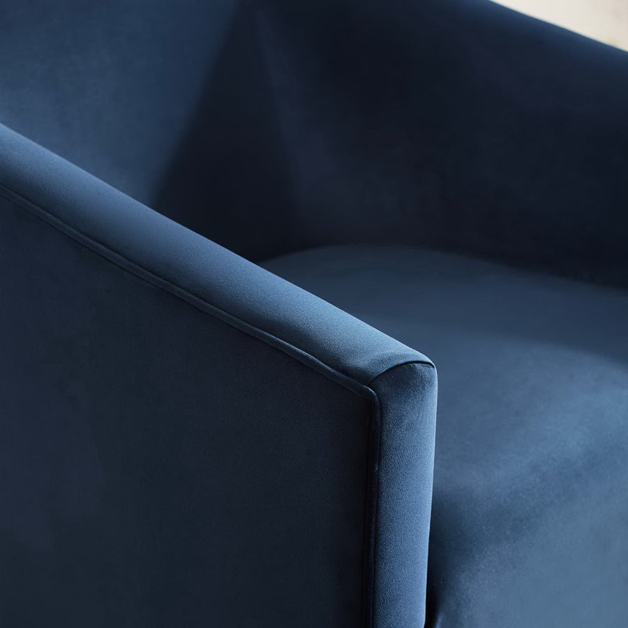Della Accent Lounge Performance Velvet Swivel Chair in Midnight Blue
