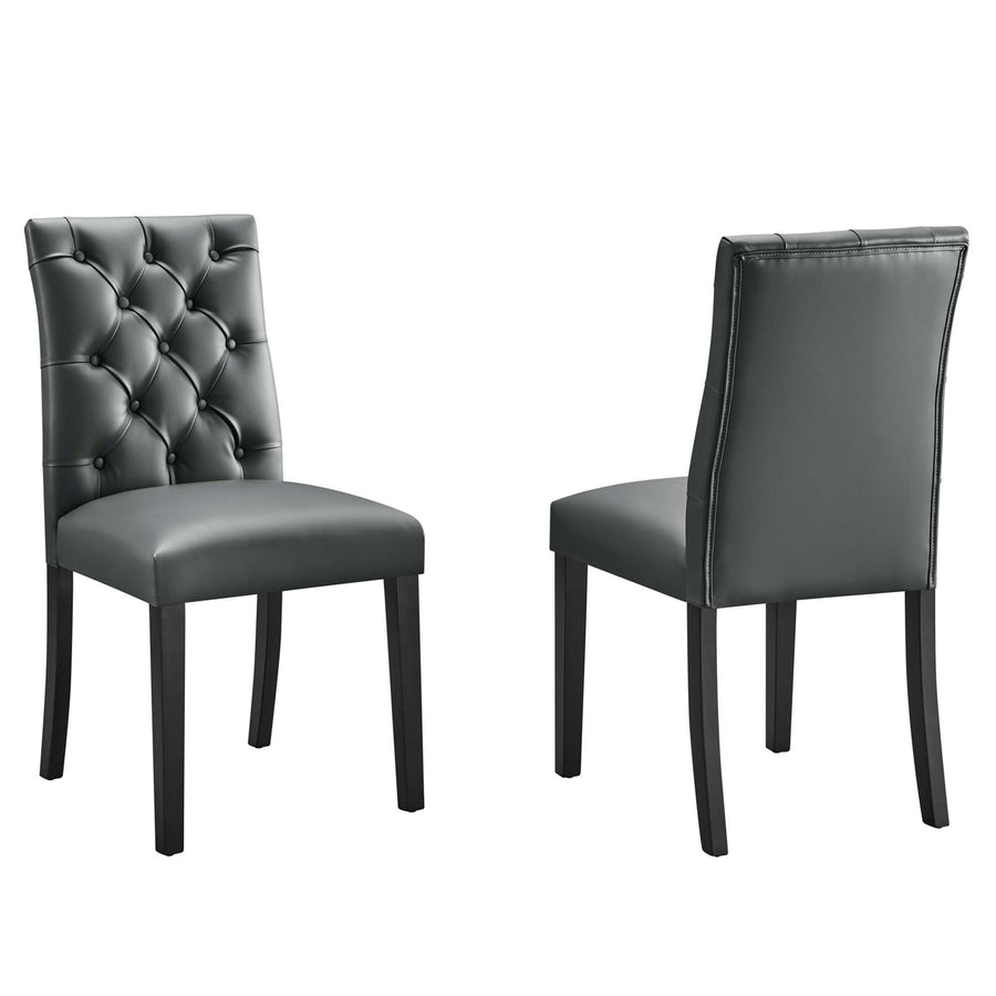 Column Vinyl Dining Chair Set of 2 in Gray