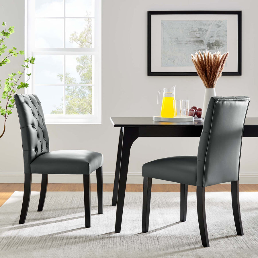 Column Vinyl Dining Chair Set of 2 in Gray