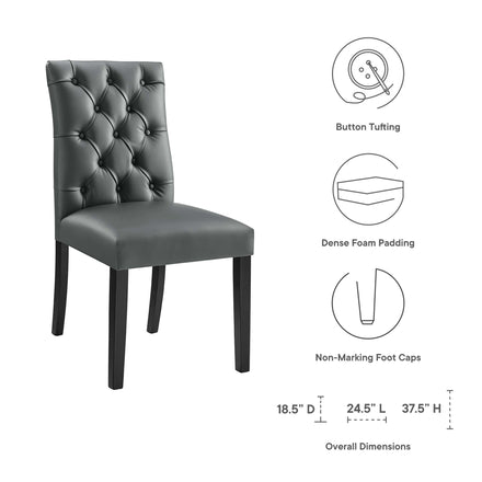 Duchess Vinyl Dining Chair Set of 2 in Gray