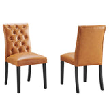 Column Vinyl Dining Chair Set of 2 in Tan