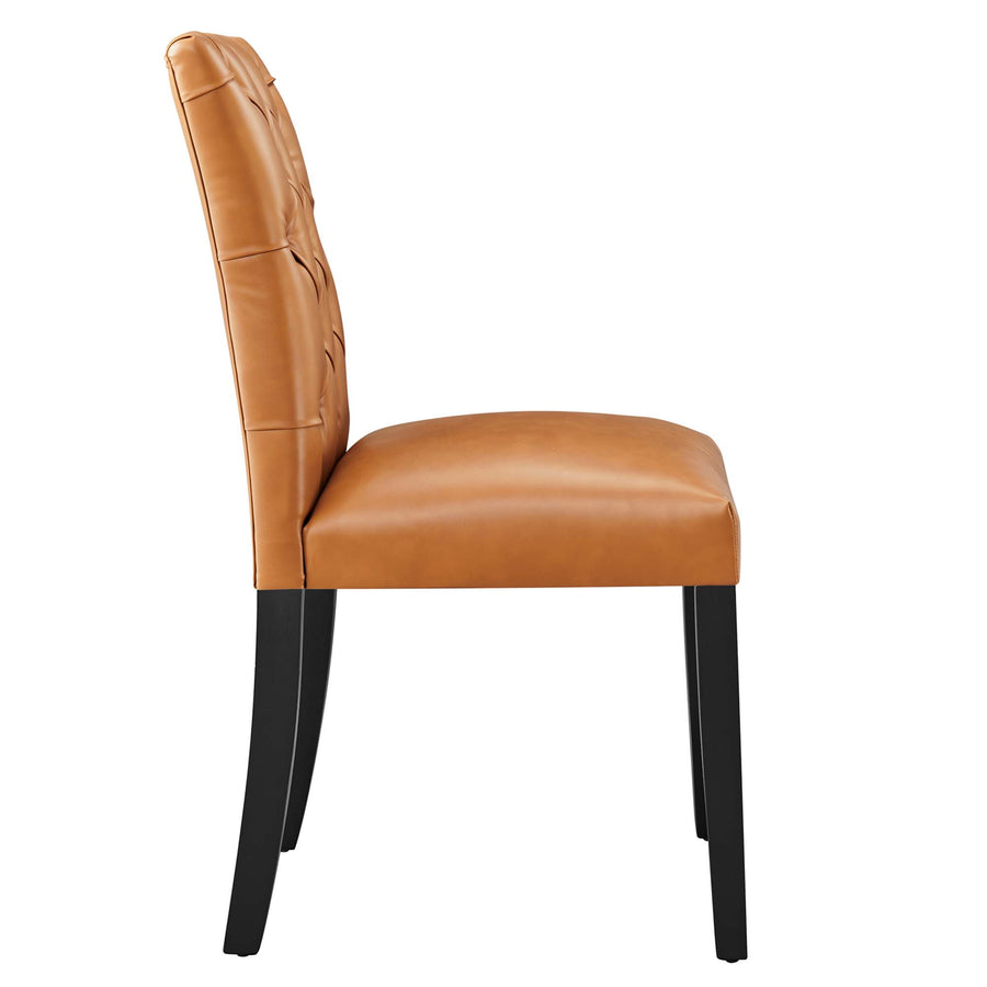 Column Vinyl Dining Chair Set of 2 in Tan