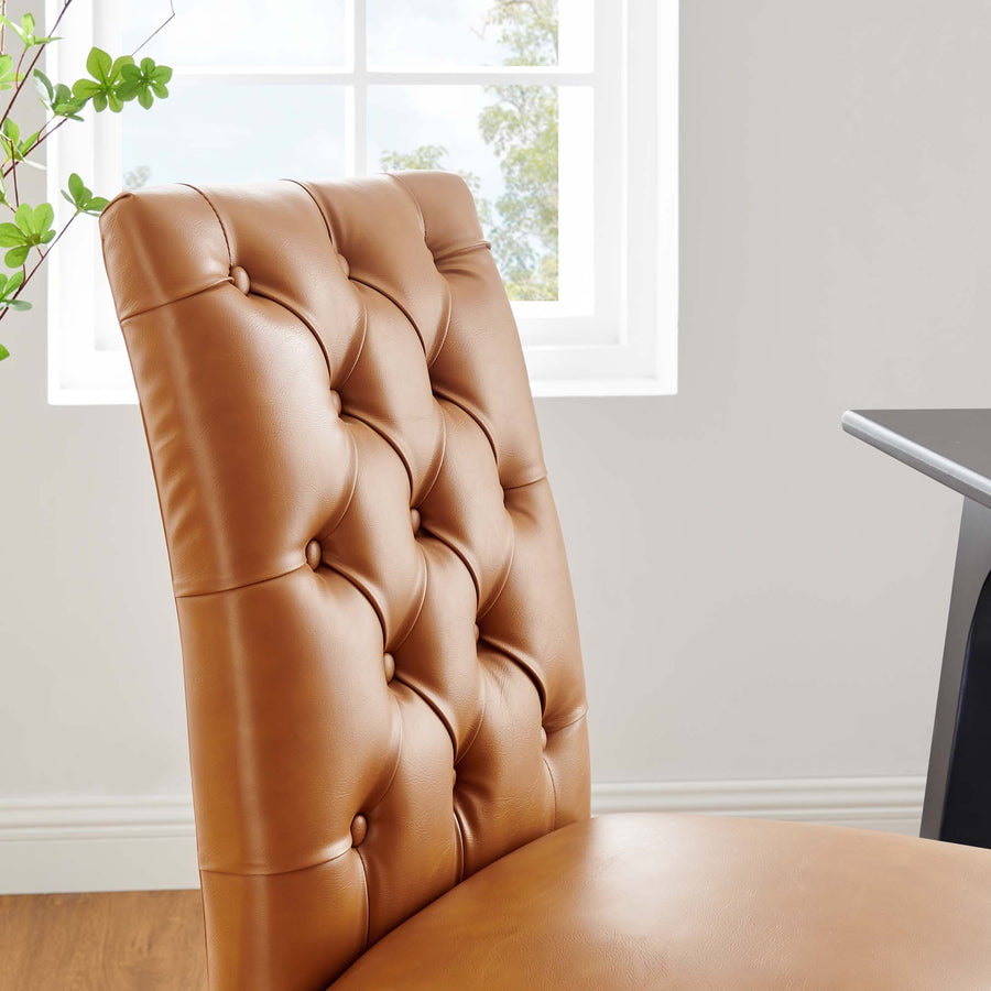 Column Vinyl Dining Chair Set of 2 in Tan