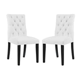 Column Vinyl Dining Chair Set of 2 in White