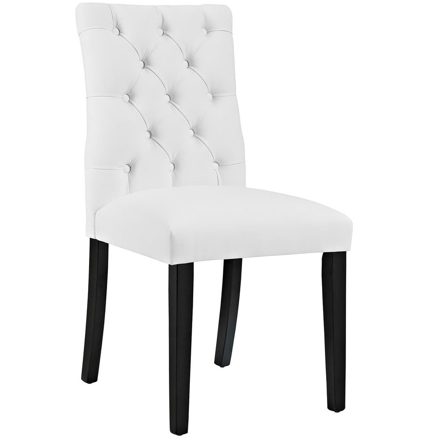 Column Vinyl Dining Chair Set of 2 in White