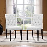 Column Vinyl Dining Chair Set of 2 in White