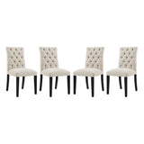 Column Fabric Dining Chair Set of 4 in Beige