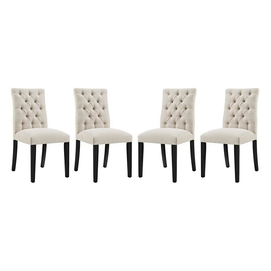 Column Fabric Dining Chair Set of 4 in Beige