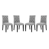Column Fabric Dining Chair Set of 4 in Light Gray