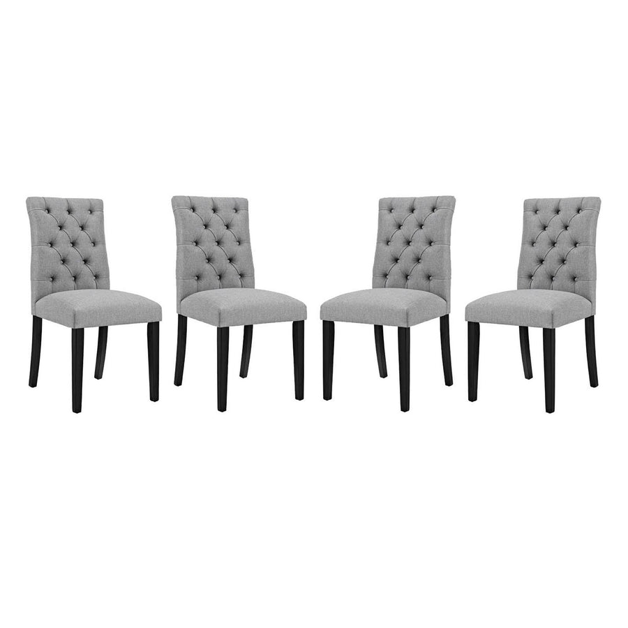 Column Fabric Dining Chair Set of 4 in Light Gray