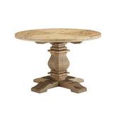 Bracken 47" Round Pine Wood Dining Table in Brown