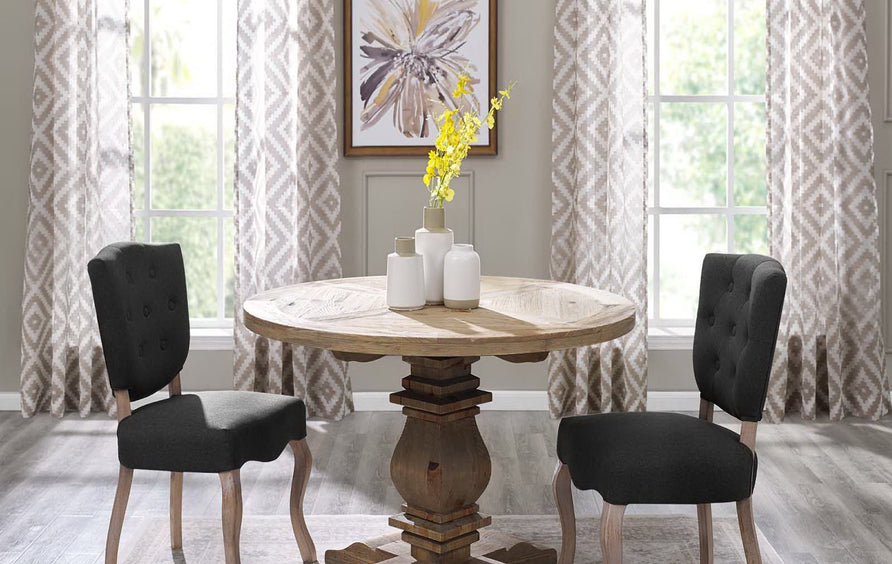 Bracken 47" Round Pine Wood Dining Table in Brown
