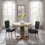 Bracken 47" Round Pine Wood Dining Table in Brown