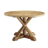 Albarino 47" Round Pine Wood Dining Table in Brown
