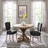 Albarino 47" Round Pine Wood Dining Table in Brown