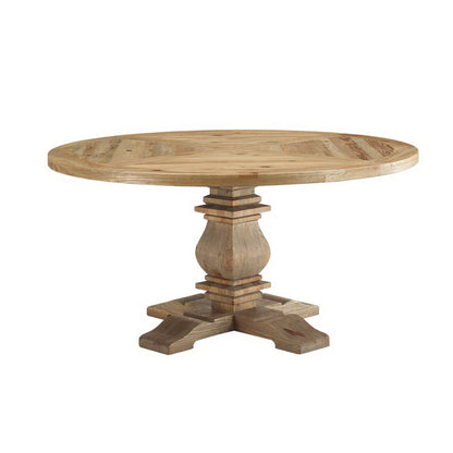 Column 59" Round Pine Wood Dining Table by Furniture For America