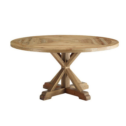 Stitch 59" Round Pine Wood Dining Table by Furniture For America