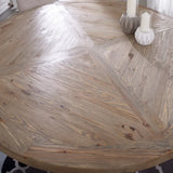 Bracken 71" Round Pine Wood Dining Table in Brown