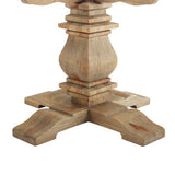 Bracken 71" Round Pine Wood Dining Table in Brown
