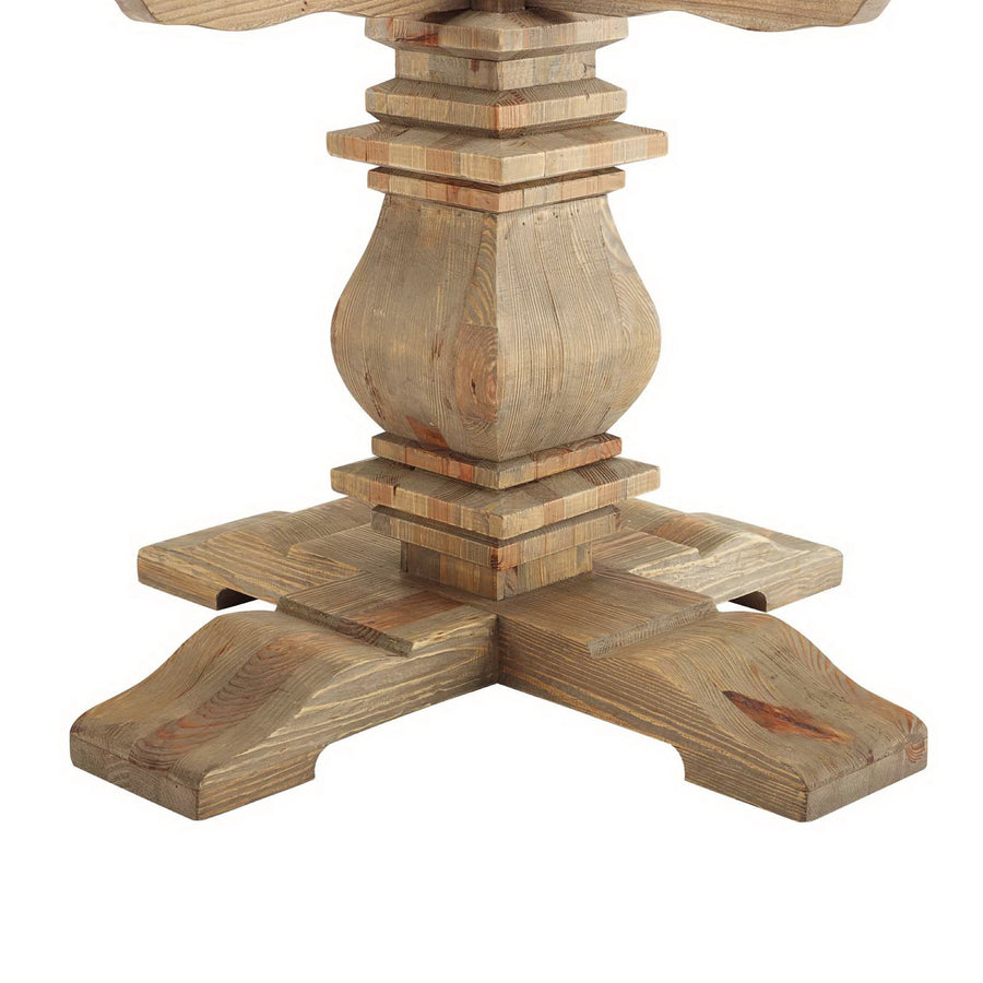 Bracken 71" Round Pine Wood Dining Table in Brown