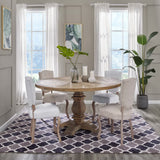Bracken 71" Round Pine Wood Dining Table in Brown
