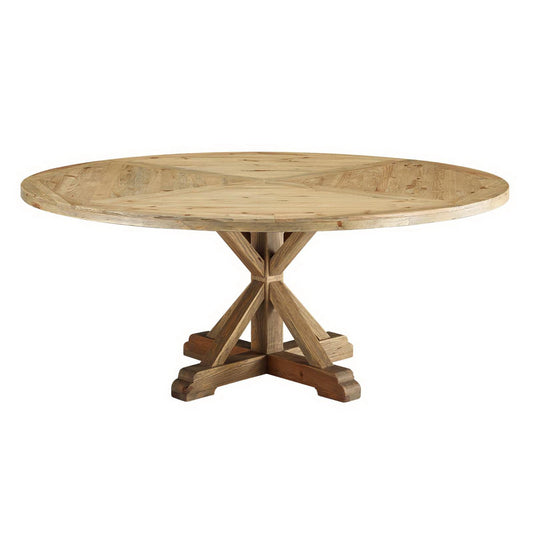 Stitch 71" Round Pine Wood Dining Table by Furniture For America