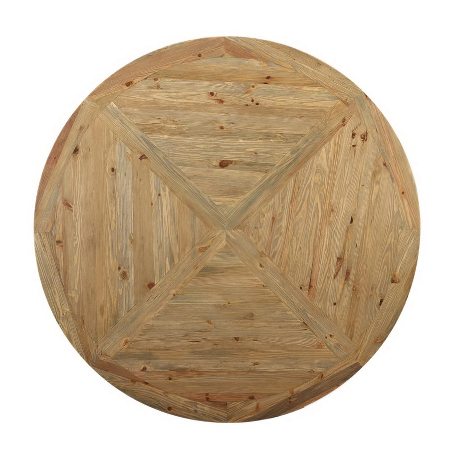 Albarino 71" Round Pine Wood Dining Table in Brown
