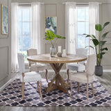 Albarino 71" Round Pine Wood Dining Table in Brown