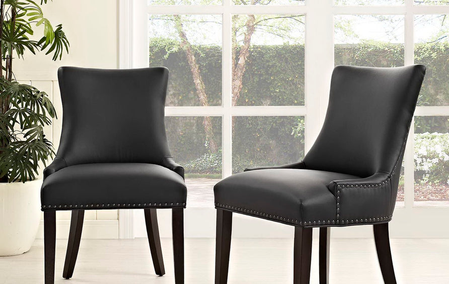 Vista Faux Leather Dining Chair Set of 2 in Black