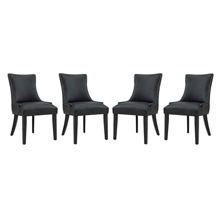 Marquis Faux Leather Dining Chair Set of 4 in Black