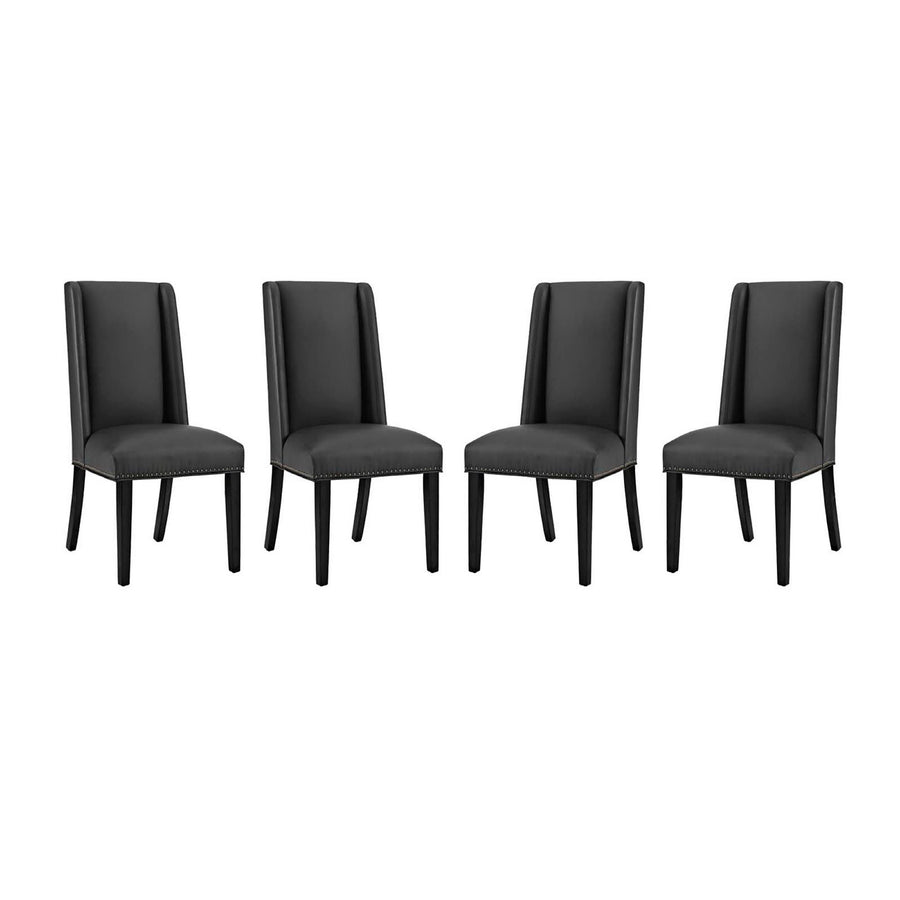 Lyra Vinyl Dining Chair Set of 4 in Black