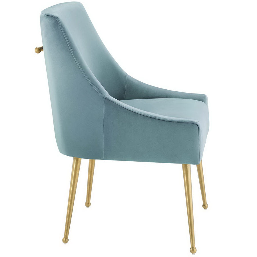 Pierce Upholstered Performance Velvet Dining Chair in Light Blue