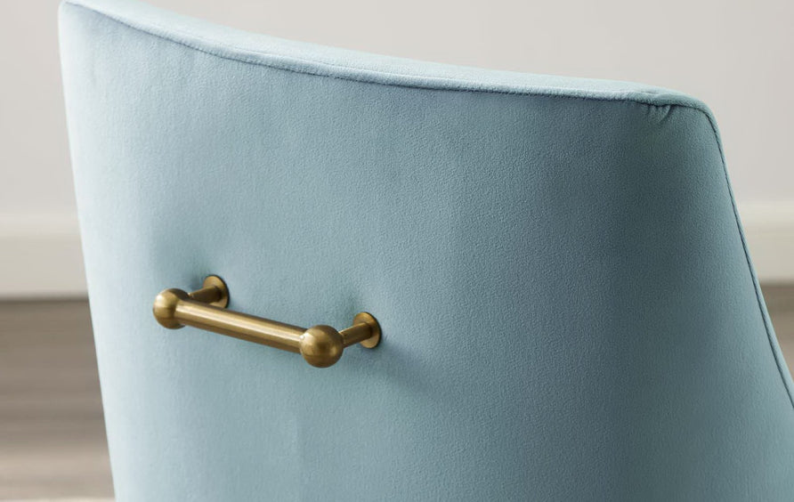 Pierce Upholstered Performance Velvet Dining Chair in Light Blue