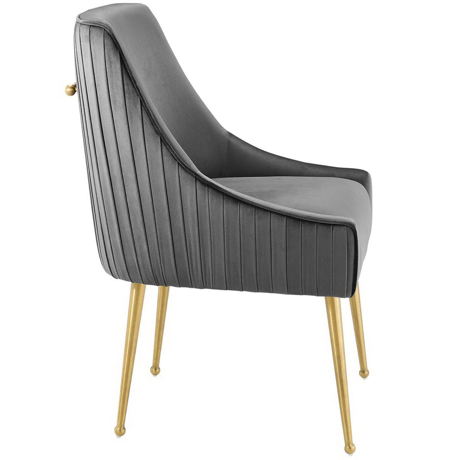 Pierce Pleated Back Upholstered Performance Velvet Dining Chair in Gray