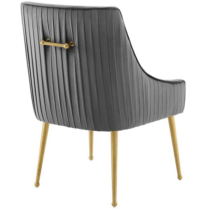 Discern Pleated Back Upholstered Performance Velvet Dining Chair by Furniture For America