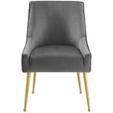 Pierce Pleated Back Upholstered Performance Velvet Dining Chair in Gray