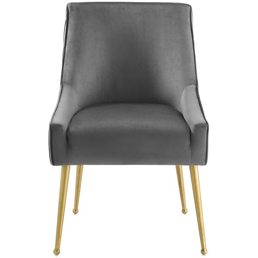 Pierce Pleated Back Upholstered Performance Velvet Dining Chair in Gray