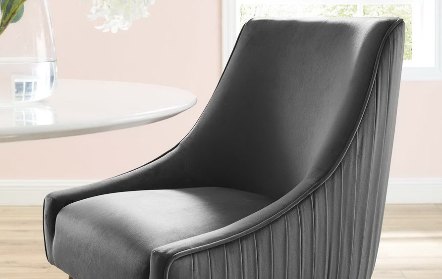 Pierce Pleated Back Upholstered Performance Velvet Dining Chair in Gray