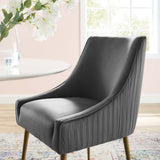 Pierce Pleated Back Upholstered Performance Velvet Dining Chair in Gray