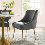Pierce Pleated Back Upholstered Performance Velvet Dining Chair in Gray