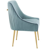 Pierce Pleated Back Upholstered Performance Velvet Dining Chair in Light Blue