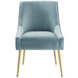 Pierce Pleated Back Upholstered Performance Velvet Dining Chair in Light Blue